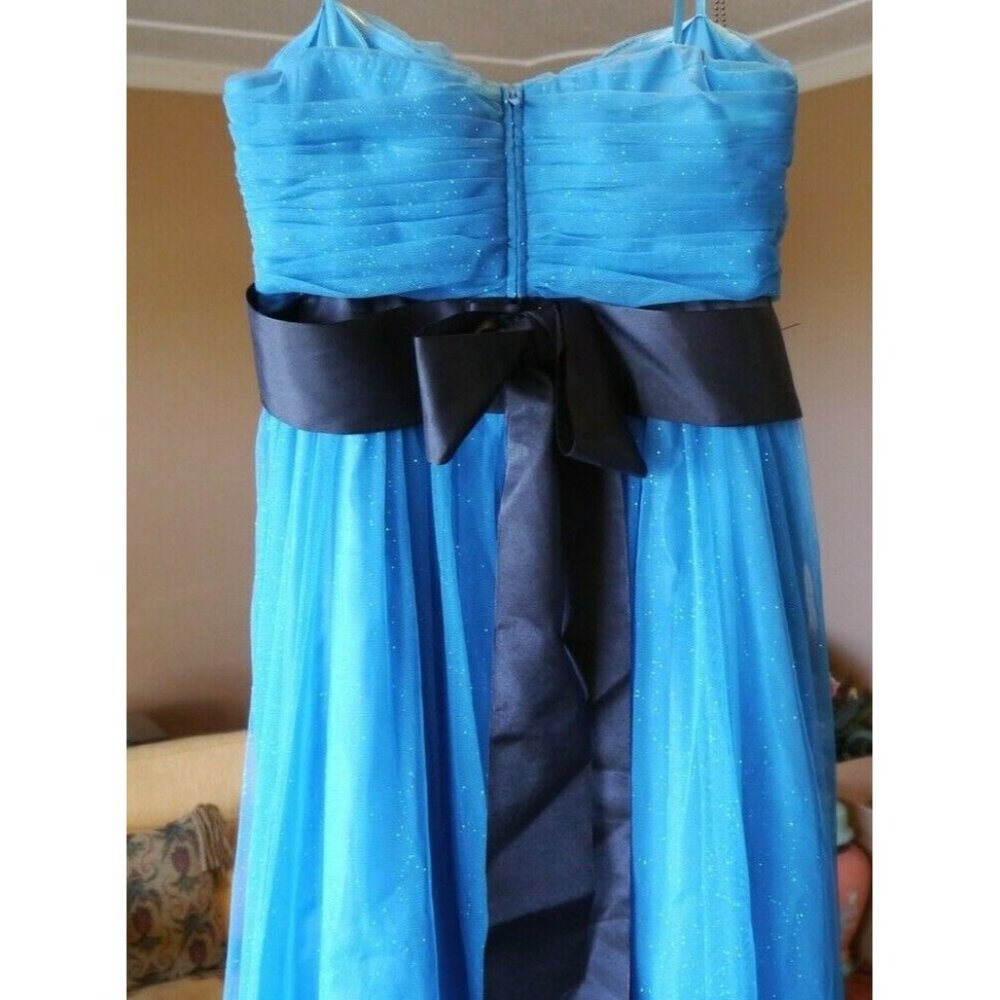 Adrianna Papell Gown Blue Dress 15/16 Formal Cocktail Prom Wedding Hailey Logan